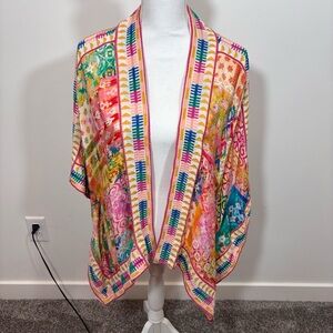 Tolani Raelyn hibiscus Kimono NEW with tags One Size embroidered, abstract, boho